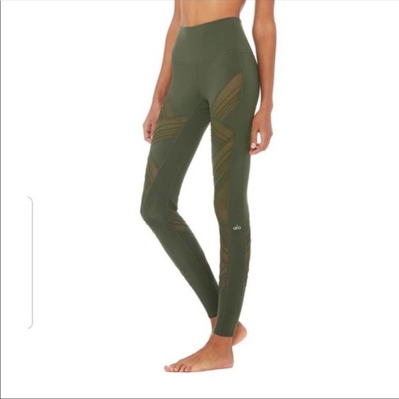 Alo Yoga Olive/Army Green Mesh leggings. Size Small. - Picture 1 of 5